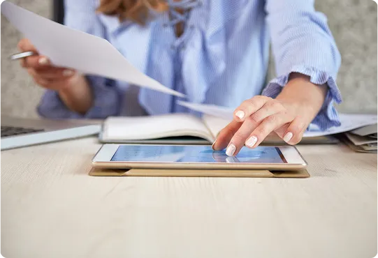 woman work with tablet
